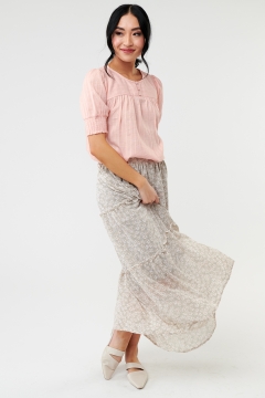 womens gray floral a line layered skirt